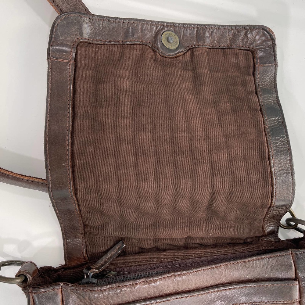 Brown Woven Leather Adjustable Strap Small Crossbody Purse Bag Distressed Travel - Picture 12 of 16